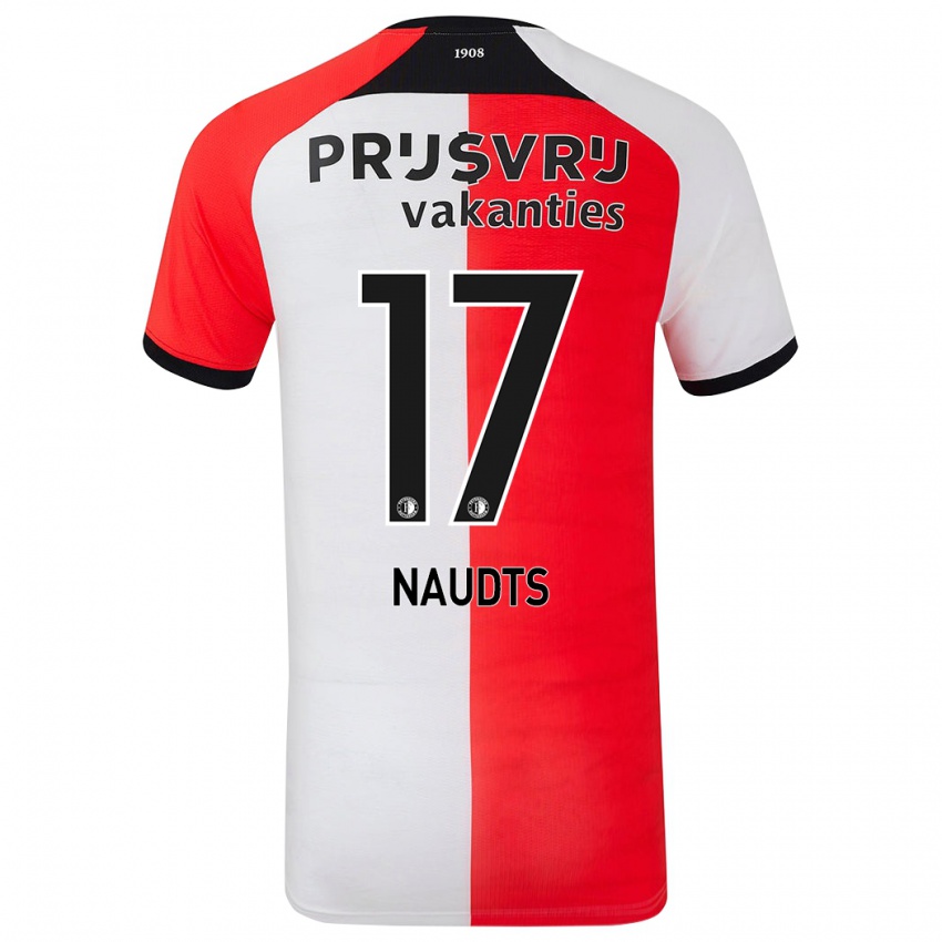 Kinder Jamir Naudts #17 Rot Weiß Heimtrikot Trikot 2024/25 T-Shirt