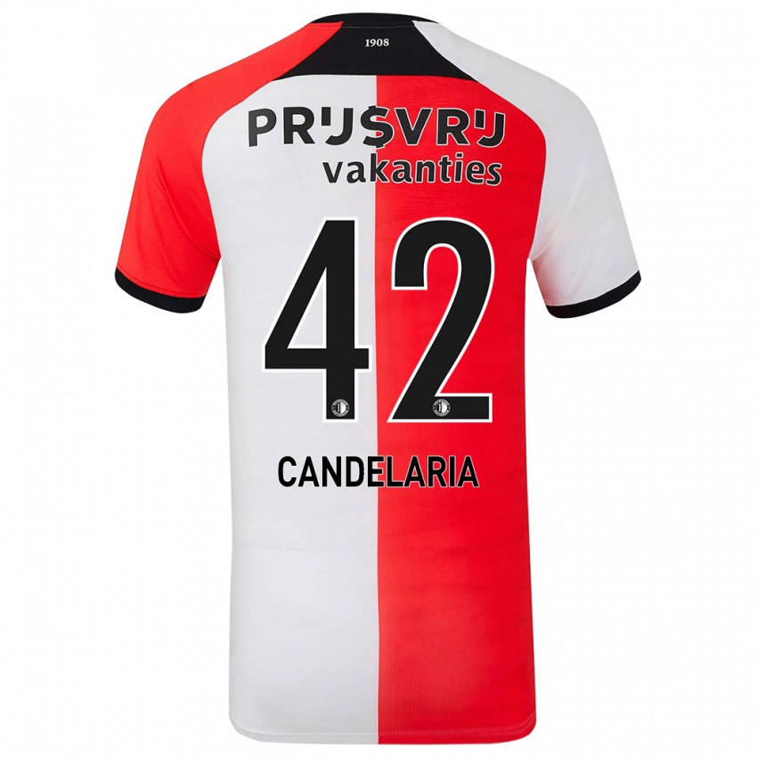 Kinder Jayden Candelaria #42 Rot Weiß Heimtrikot Trikot 2024/25 T-Shirt