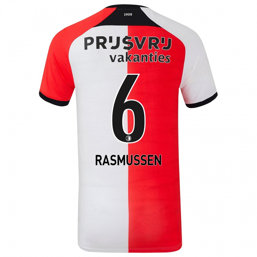 Kinder Jacob Rasmussen #6 Rot Weiß Heimtrikot Trikot 2024/25 T-Shirt