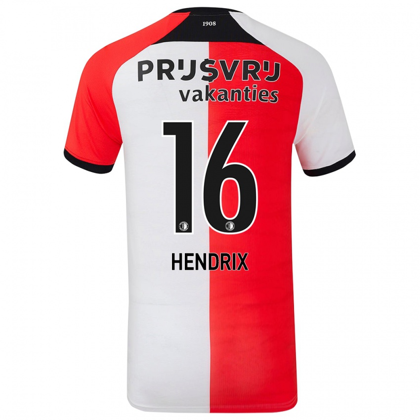 Kinder Jorrit Hendrix #16 Rot Weiß Heimtrikot Trikot 2024/25 T-Shirt