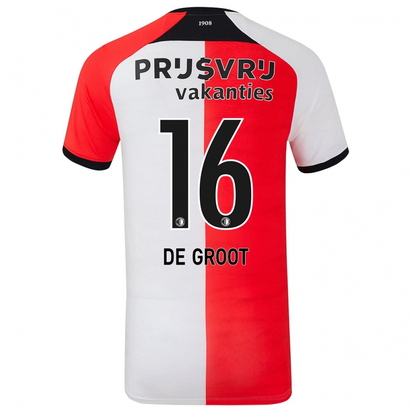 Kinder Jasmijn De Groot #16 Rot Weiß Heimtrikot Trikot 2024/25 T-Shirt