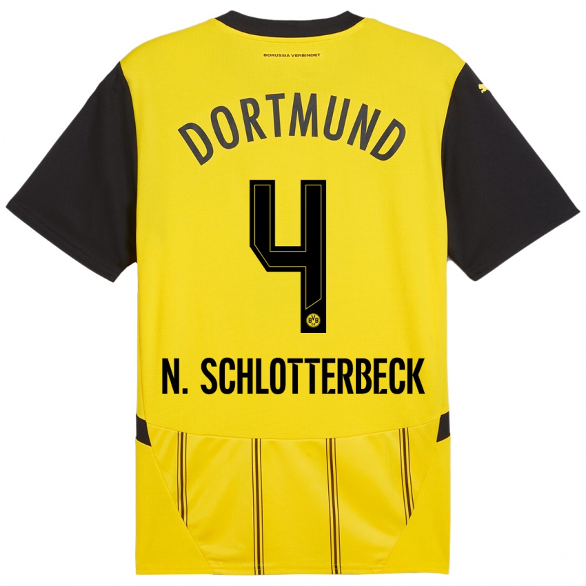 Kinder Nico Schlotterbeck #4 Gelb Schwarz Heimtrikot Trikot 2024/25 T-Shirt