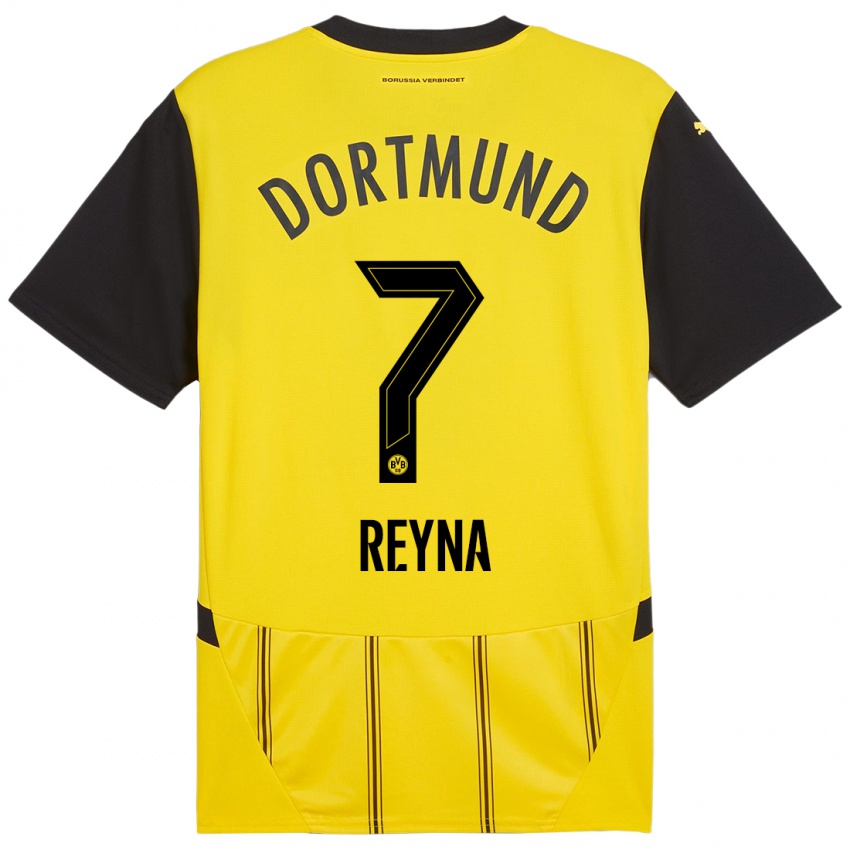 Kinder Giovanni Reyna #7 Gelb Schwarz Heimtrikot Trikot 2024/25 T-Shirt