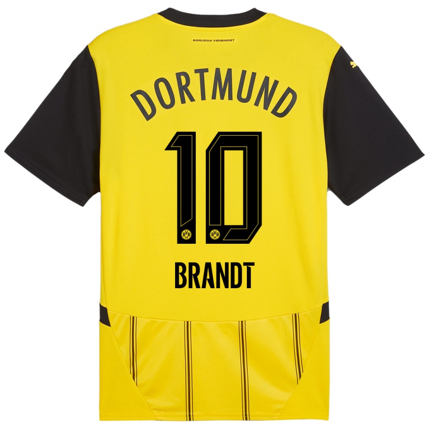 Kinder Julian Brandt #10 Gelb Schwarz Heimtrikot Trikot 2024/25 T-Shirt