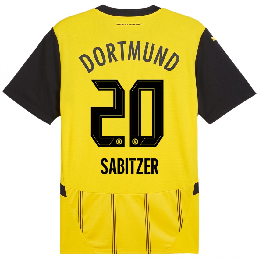 Kinder Marcel Sabitzer #20 Gelb Schwarz Heimtrikot Trikot 2024/25 T-Shirt