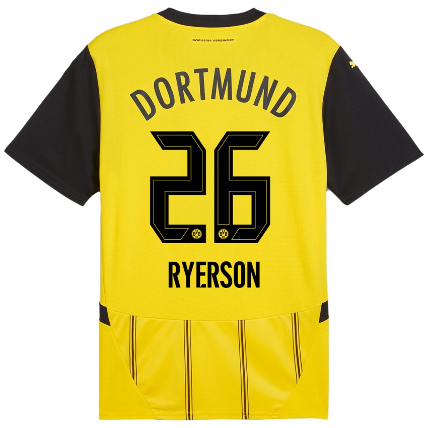 Kinder Julian Ryerson #26 Gelb Schwarz Heimtrikot Trikot 2024/25 T-Shirt