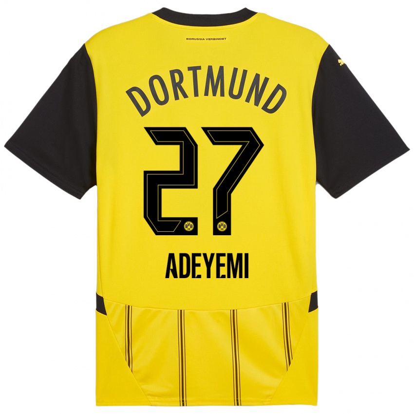 Kinder Karim Adeyemi #27 Gelb Schwarz Heimtrikot Trikot 2024/25 T-Shirt