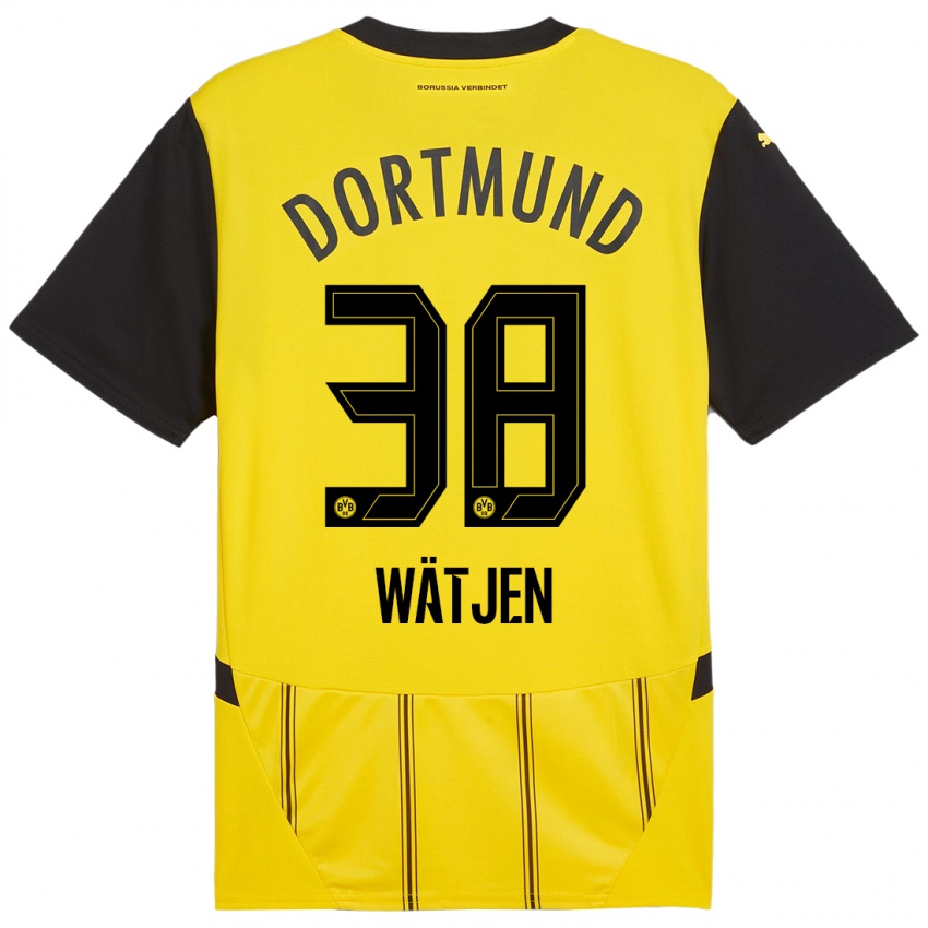 Kinder Kjell Wätjen #38 Gelb Schwarz Heimtrikot Trikot 2024/25 T-Shirt