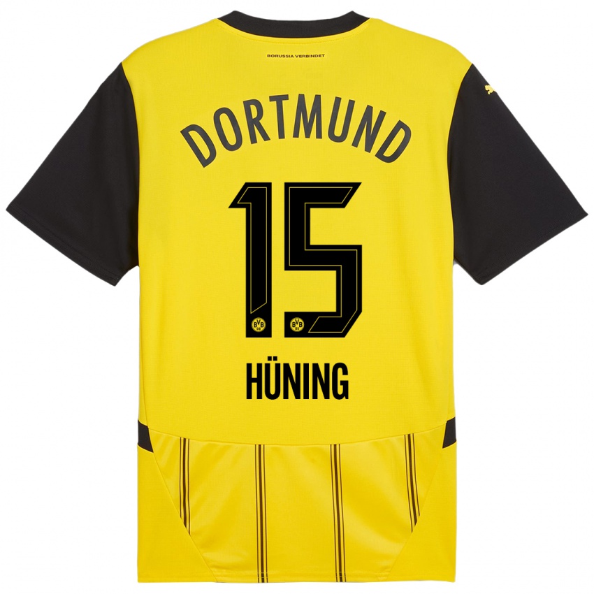 Kinder Ben Hüning #15 Gelb Schwarz Heimtrikot Trikot 2024/25 T-Shirt