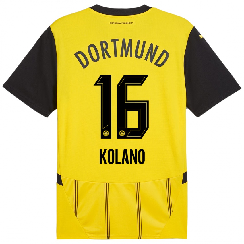 Kinder Damian Kolano #16 Gelb Schwarz Heimtrikot Trikot 2024/25 T-Shirt