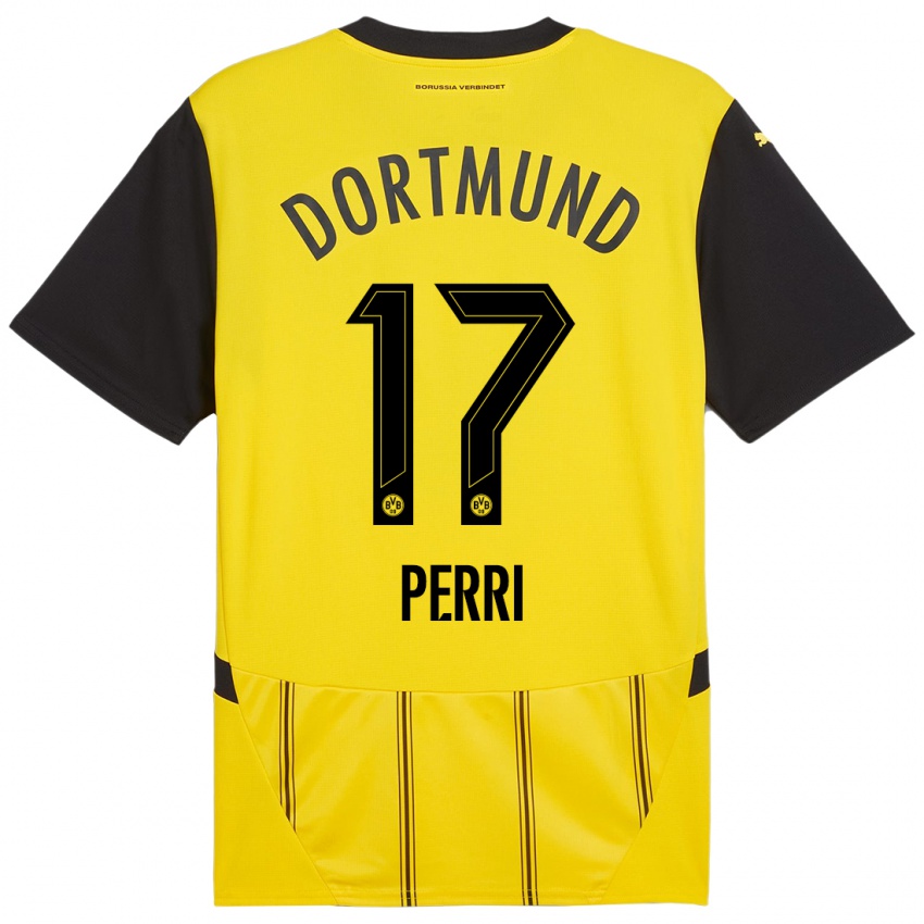 Kinder Luca Perri #17 Gelb Schwarz Heimtrikot Trikot 2024/25 T-Shirt