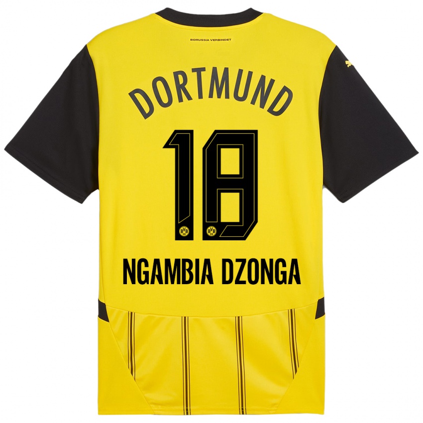 Kinder Diego Ngambia Dzonga #18 Gelb Schwarz Heimtrikot Trikot 2024/25 T-Shirt