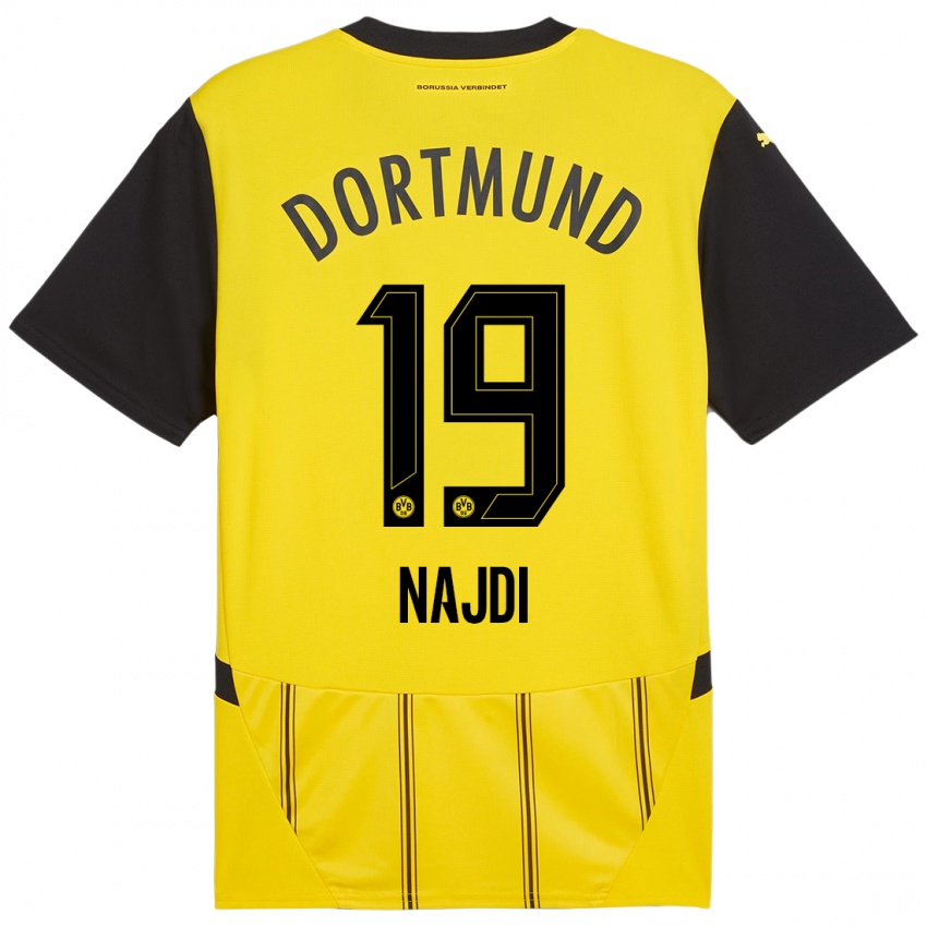 Kinder Ahmad Najdi #19 Gelb Schwarz Heimtrikot Trikot 2024/25 T-Shirt