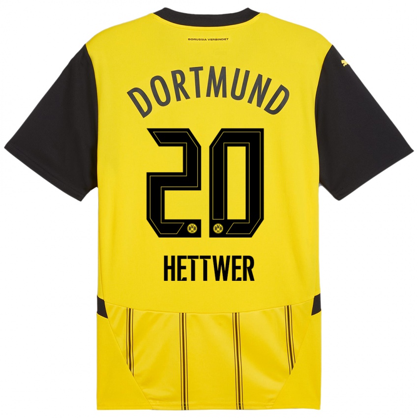 Kinder Julian Hettwer #20 Gelb Schwarz Heimtrikot Trikot 2024/25 T-Shirt