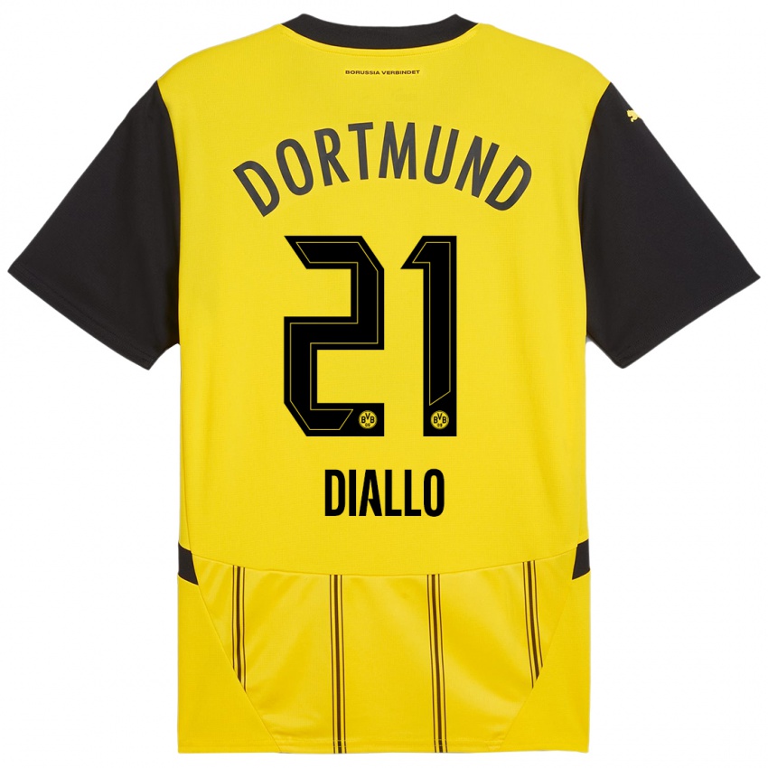 Kinder Ousmane Diallo #21 Gelb Schwarz Heimtrikot Trikot 2024/25 T-Shirt