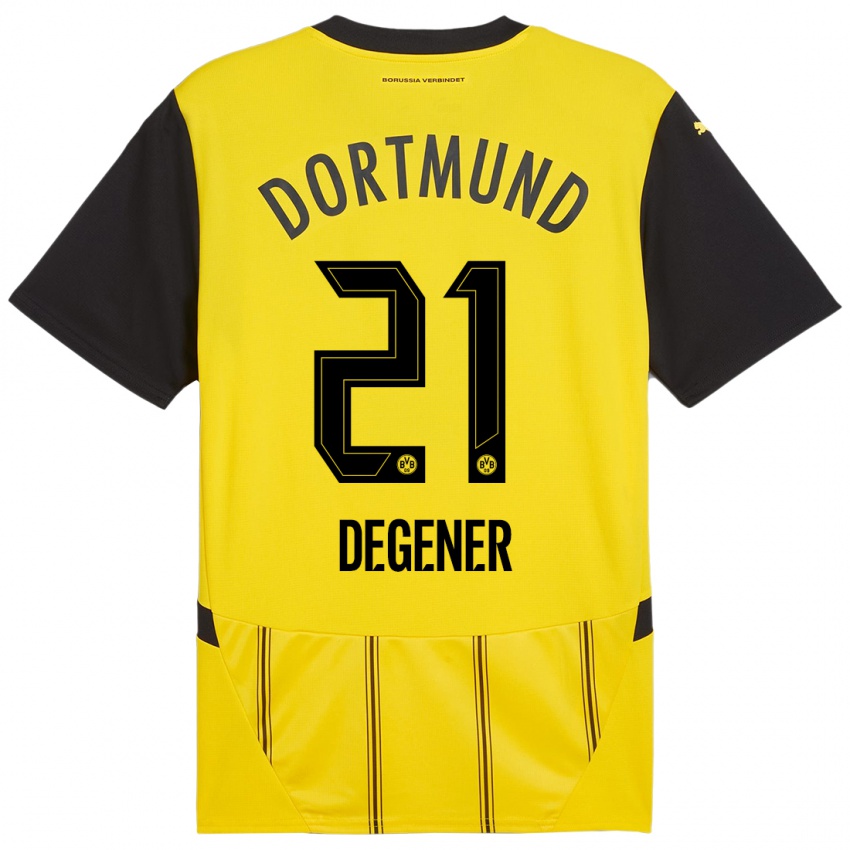 Kinder Tim Degener #21 Gelb Schwarz Heimtrikot Trikot 2024/25 T-Shirt