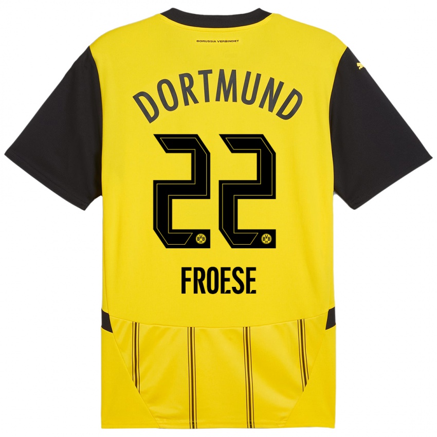 Kinder Julien Froese #22 Gelb Schwarz Heimtrikot Trikot 2024/25 T-Shirt