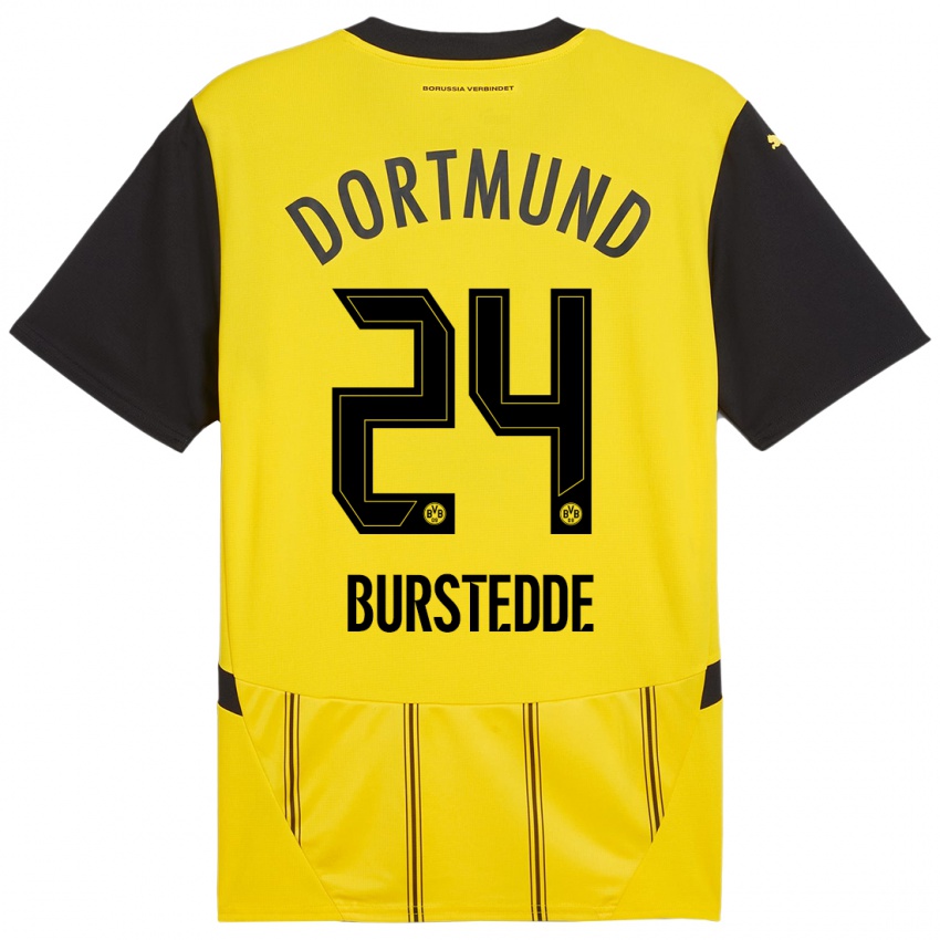 Kinder Joshua Burstedde #24 Gelb Schwarz Heimtrikot Trikot 2024/25 T-Shirt