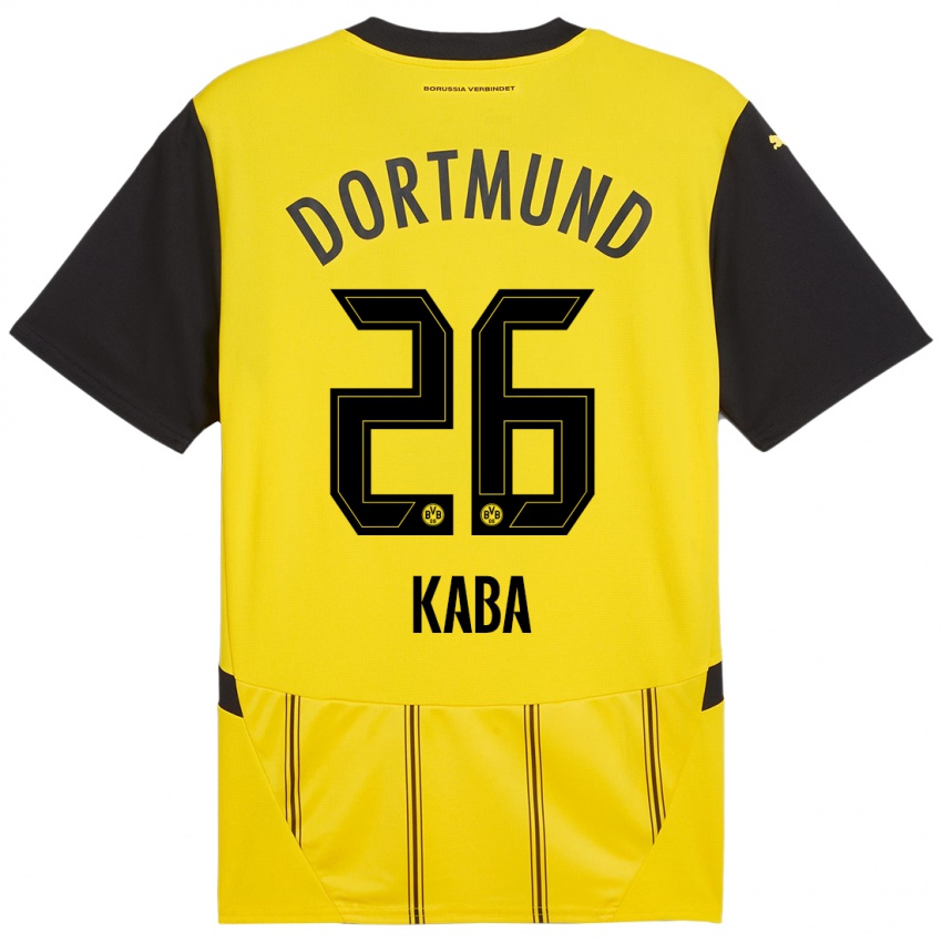 Kinder Mussa Kaba #26 Gelb Schwarz Heimtrikot Trikot 2024/25 T-Shirt