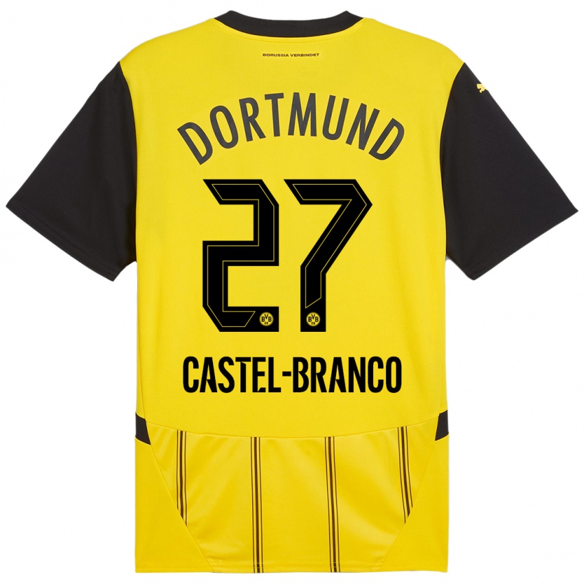 Kinder Diego Castel-Branco #27 Gelb Schwarz Heimtrikot Trikot 2024/25 T-Shirt