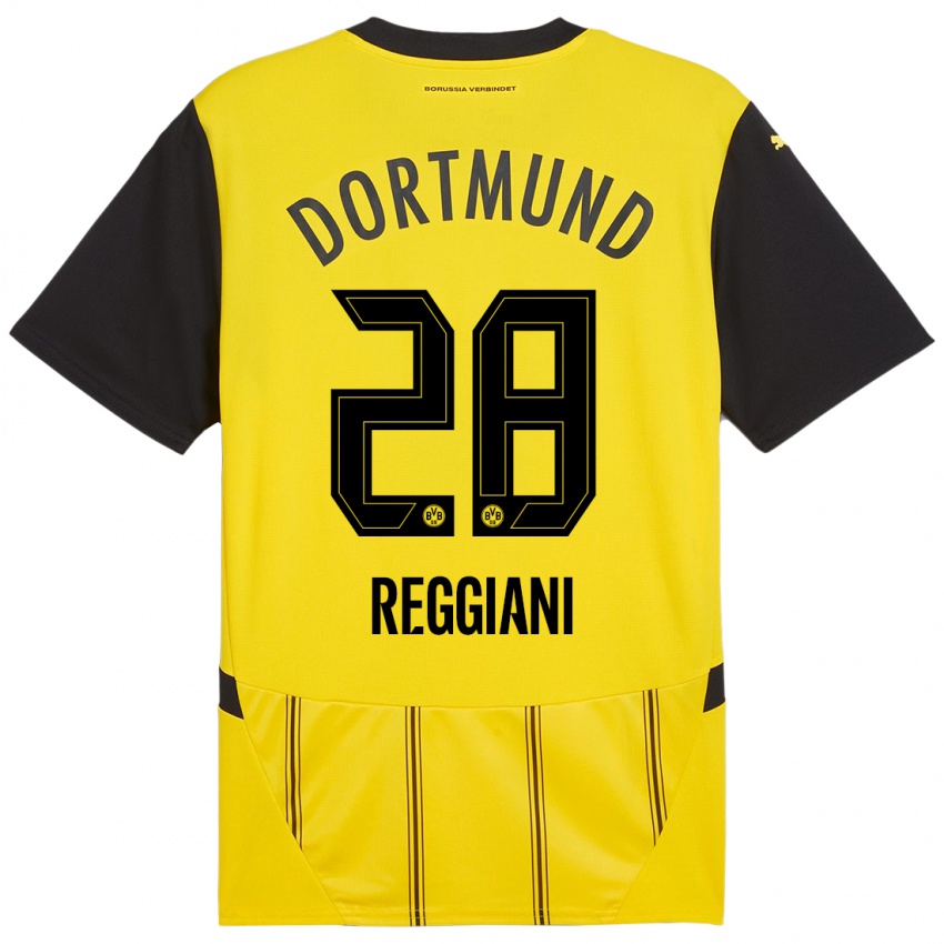 Kinder Luca Reggiani #28 Gelb Schwarz Heimtrikot Trikot 2024/25 T-Shirt