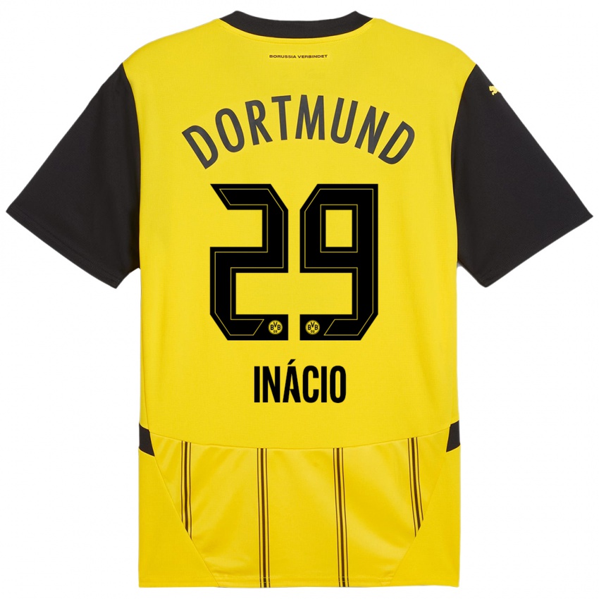 Kinder Samuele Inácio #29 Gelb Schwarz Heimtrikot Trikot 2024/25 T-Shirt