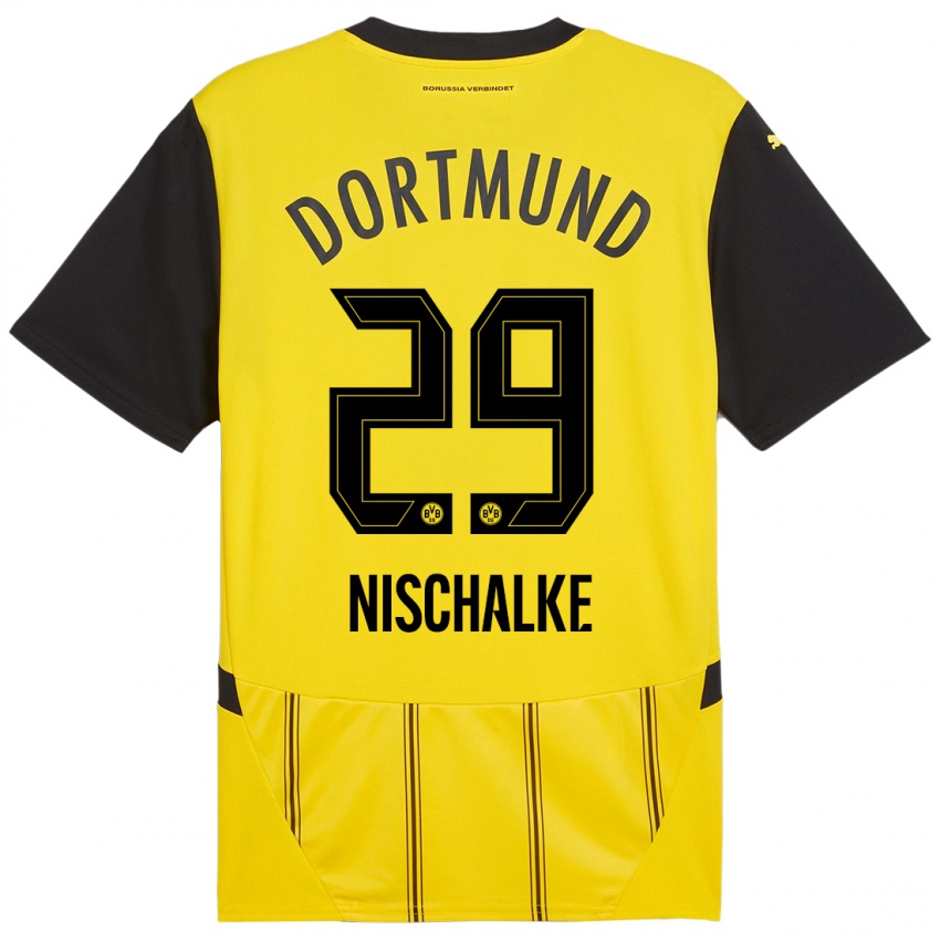 Kinder Jermain Nischalke #29 Gelb Schwarz Heimtrikot Trikot 2024/25 T-Shirt