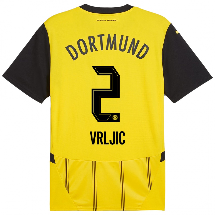 Kinder Daniel Vrljic #2 Gelb Schwarz Heimtrikot Trikot 2024/25 T-Shirt