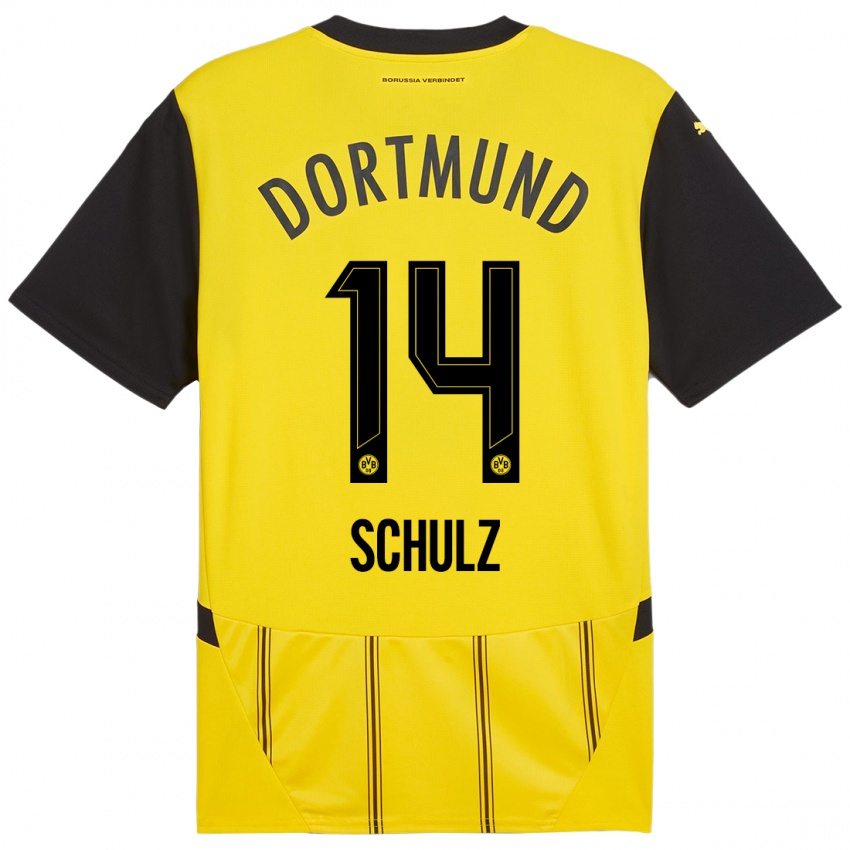 Kinder Nico Schulz #14 Gelb Schwarz Heimtrikot Trikot 2024/25 T-Shirt