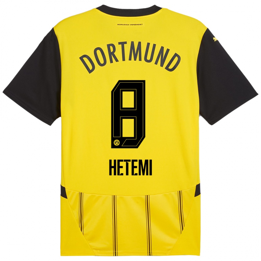 Kinder Rilind Hetemi #8 Gelb Schwarz Heimtrikot Trikot 2024/25 T-Shirt