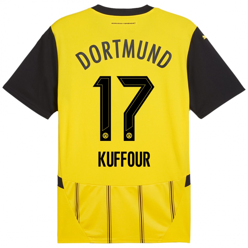 Kinder Lloyd-Addo Kuffour #17 Gelb Schwarz Heimtrikot Trikot 2024/25 T-Shirt