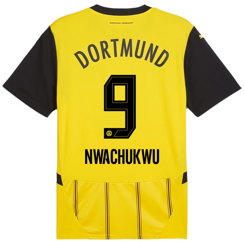 Kinder Isaak Nwachukwu #9 Gelb Schwarz Heimtrikot Trikot 2024/25 T-Shirt