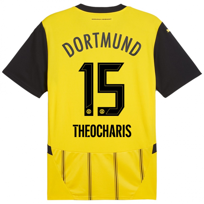 Kinder Elefterios Theocharis #15 Gelb Schwarz Heimtrikot Trikot 2024/25 T-Shirt