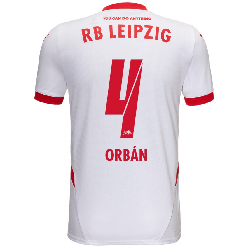 Kinder Willi Orban #4 Weiß Rot Heimtrikot Trikot 2024/25 T-Shirt