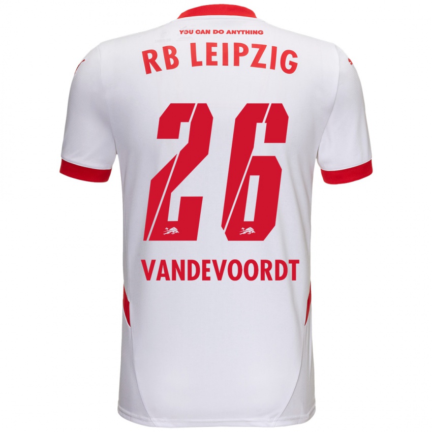 Kinder Maarten Vandevoordt #26 Weiß Rot Heimtrikot Trikot 2024/25 T-Shirt