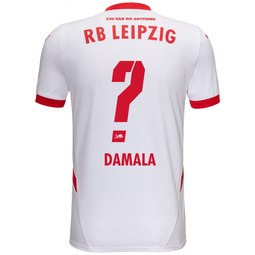 Kinder Bilal Damala #0 Weiß Rot Heimtrikot Trikot 2024/25 T-Shirt