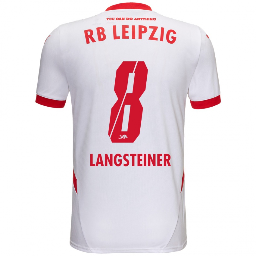 Kinder Toni Langsteiner #8 Weiß Rot Heimtrikot Trikot 2024/25 T-Shirt