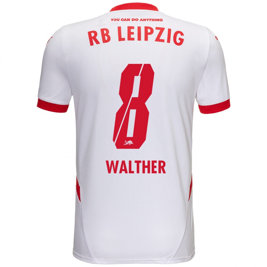 Kinder Kofi Walther #8 Weiß Rot Heimtrikot Trikot 2024/25 T-Shirt