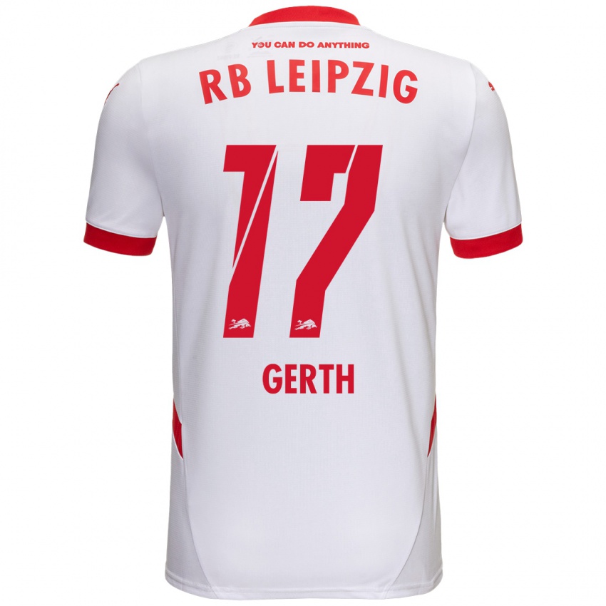 Kinder Amos Gerth #17 Weiß Rot Heimtrikot Trikot 2024/25 T-Shirt