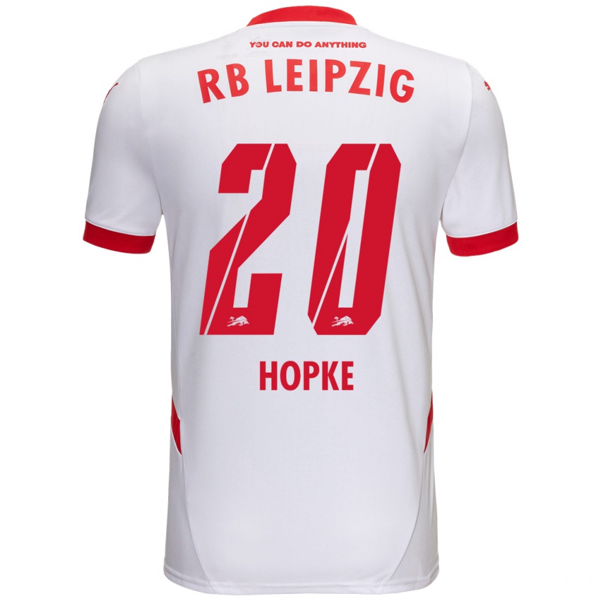 Kinder Hannes Hopke #20 Weiß Rot Heimtrikot Trikot 2024/25 T-Shirt