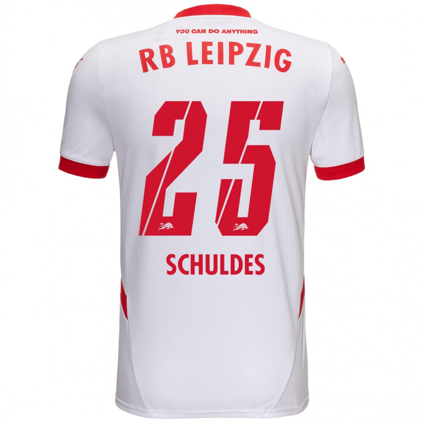 Kinder Jamie Schuldes #25 Weiß Rot Heimtrikot Trikot 2024/25 T-Shirt