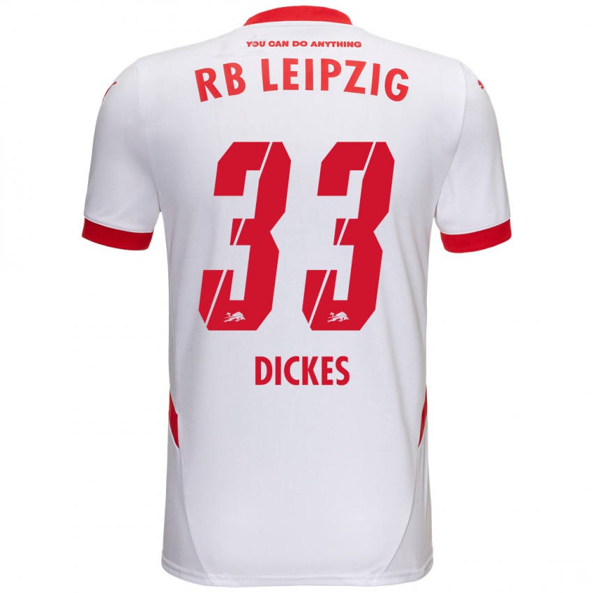 Kinder Fernando Dickes #33 Weiß Rot Heimtrikot Trikot 2024/25 T-Shirt