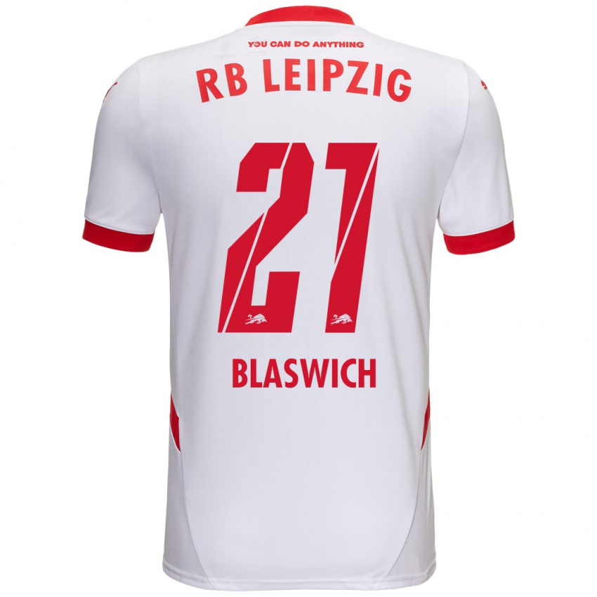 Kinder Janis Blaswich #21 Weiß Rot Heimtrikot Trikot 2024/25 T-Shirt