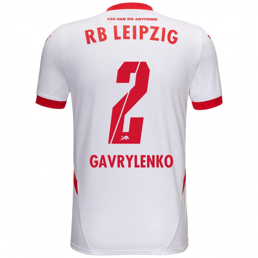 Kinder Oleksandr Gavrylenko #2 Weiß Rot Heimtrikot Trikot 2024/25 T-Shirt