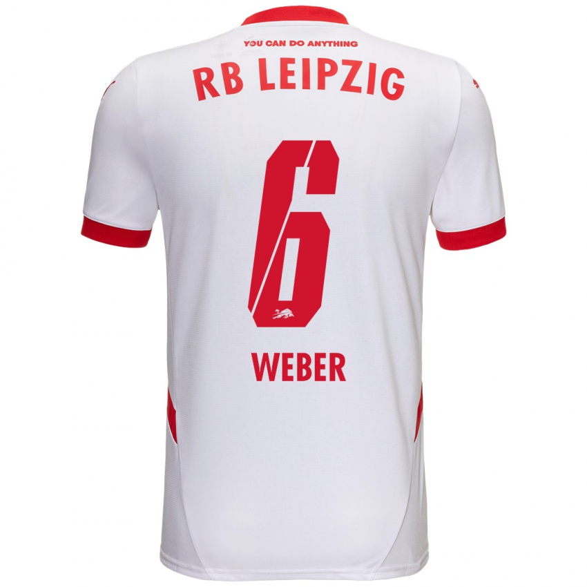 Kinder Samuel Weber #6 Weiß Rot Heimtrikot Trikot 2024/25 T-Shirt