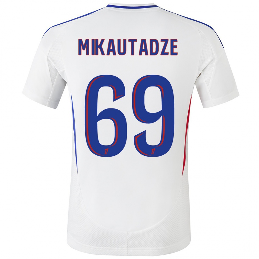 Kinder Georges Mikautadze #69 Weiß Blau Heimtrikot Trikot 2024/25 T-Shirt