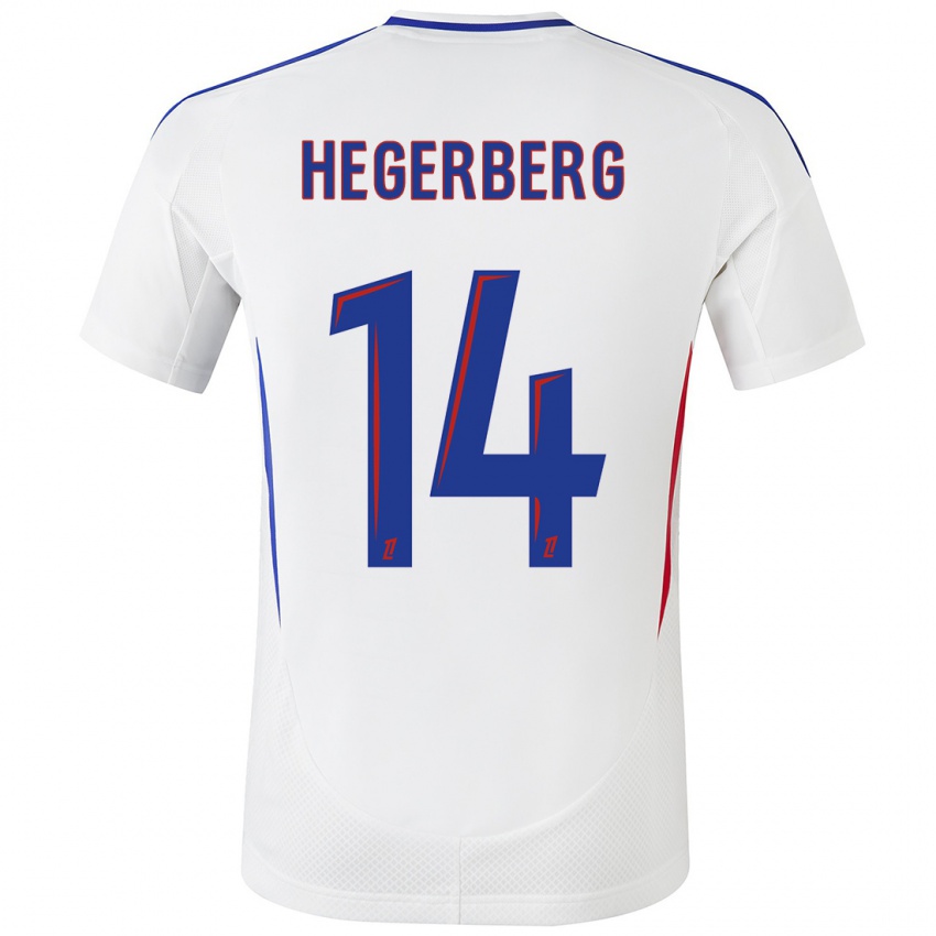 Kinder Ada Hegerberg #14 Weiß Blau Heimtrikot Trikot 2024/25 T-Shirt