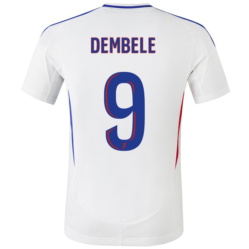 Kinder Moussa Dembele #9 Weiß Blau Heimtrikot Trikot 2024/25 T-Shirt