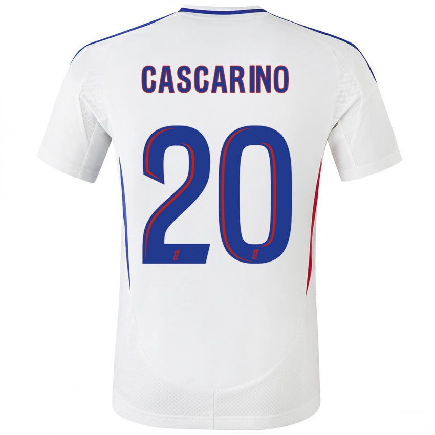 Kinder Delphine Cascarino #20 Weiß Blau Heimtrikot Trikot 2024/25 T-Shirt