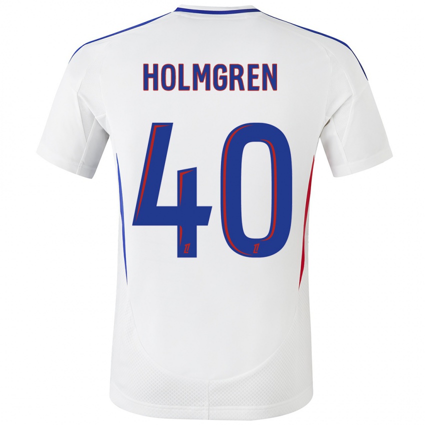 Kinder Emma Holmgren #40 Weiß Blau Heimtrikot Trikot 2024/25 T-Shirt